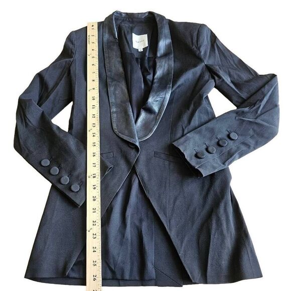 Mason womens Sz 0 black 100% lambskin contrast blazer - Picture 4 of 8